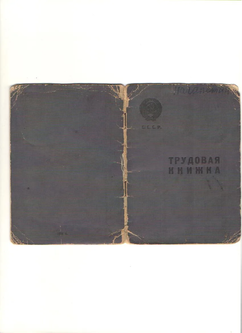 Обложка трудовой книжки РСФСР/СССР напрямую показывает тип документа, о котором говорит статья